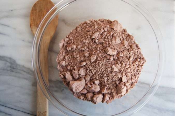 Pour brownine mix into a large bowl.