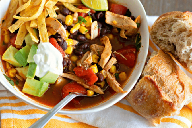 Looking for a new hearty, healthy, delicious and quick-cooking soup? This One-pot Chicken Tortilla soup is so easy and crafted with ready-made ingredients.