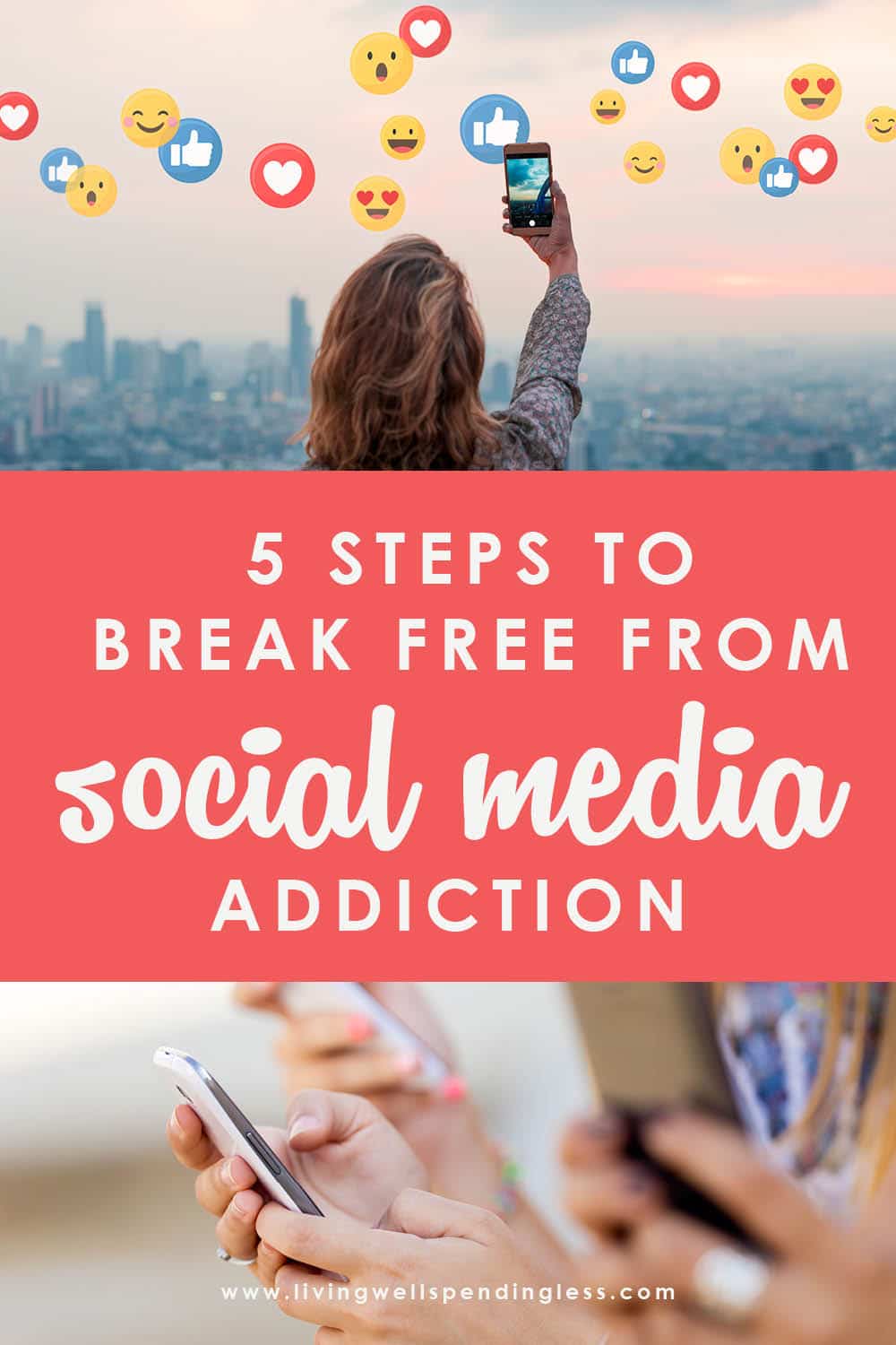 Do you find yourself getting dragged into the time-suck of social media? If a "quick look" ends up turning into the afternoon, then these 5 Steps to Break Free from Social Media Addiction will help you get your time back without having to delete a single app. It's a mind saver AND a game changer! #socialmedia #socialmedialife #timemanagement #addiction #moretime #focus