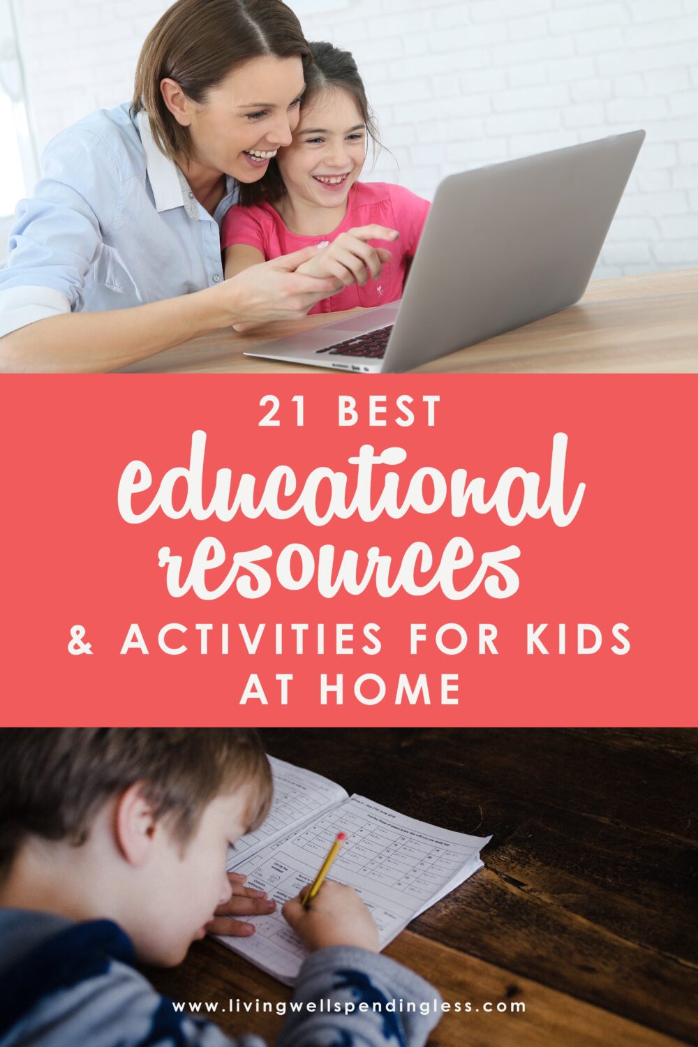 Finding yourself suddenly having to be at home for a few days (or weeks) with your whole family can be quite stressful. What are you supposed to do all day? How are you going to keep everyone entertained, fed, learning, and from going stir crazy (yourself included)? We’ve got you covered! We've gathered 21 of the Best Educational Resources and Activities to keep kids active, learning and engaged at home. Don't miss it! #homeschool #elearning #kidseducation #covid19 #kidsathomecovid19 #pbskids #kidsactivites