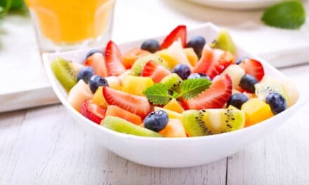 Fresh Fruit Salad with Honey Lemon & Mint Syrup