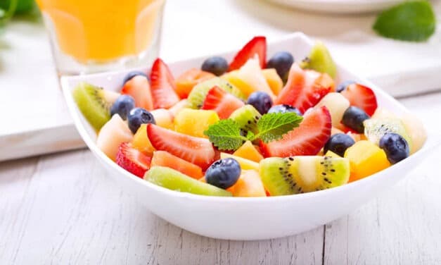 Fresh Fruit Salad with Honey Lemon & Mint Syrup