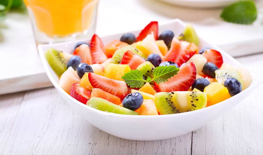 Fresh Fruit Salad with Honey Lemon & Mint Syrup