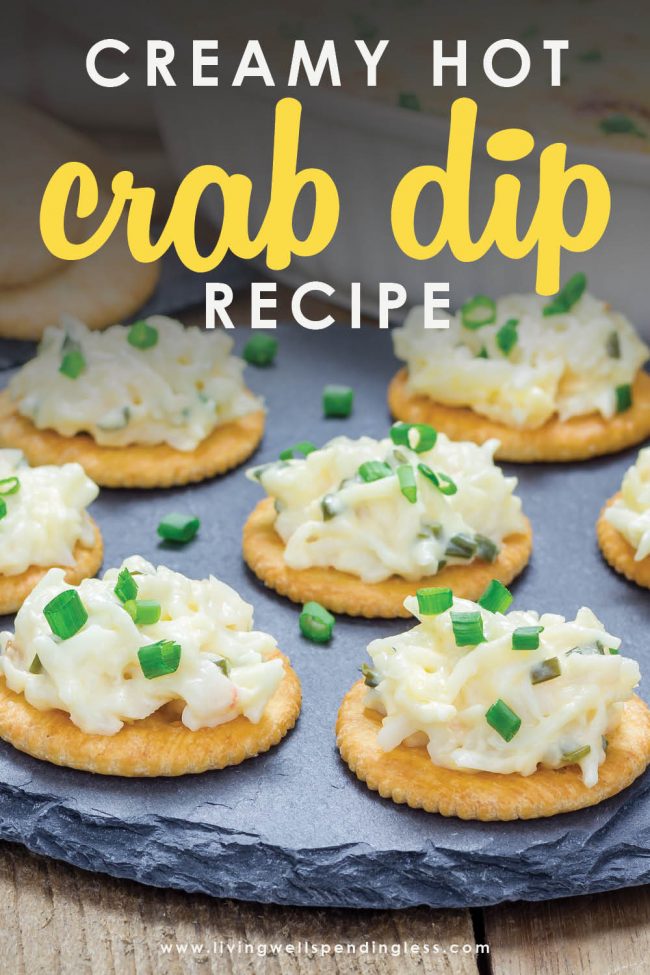 Looking for a delicious party dip? This creamy crockpot crab dip is the perfect dip to serve at a get together. Serve with crackers or baguettes.