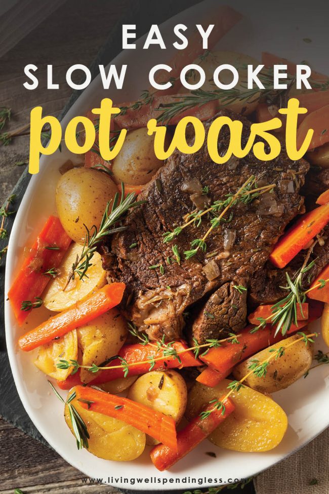 Need an effortless meal for busy days? This tender, mouthwatering pot roast takes just minutes of prep. Even better, it can be frozen ahead then slow-cooked to perfection in the slow cooker for a delicious & hearty one pot meal that your family will go absolutely crazy for! 